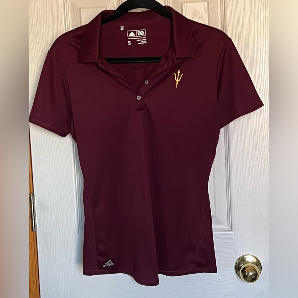 Adidas Maroon Golf Polo ASU Sun Devils Short Sleeve Button Up Women’s Sz S EUC